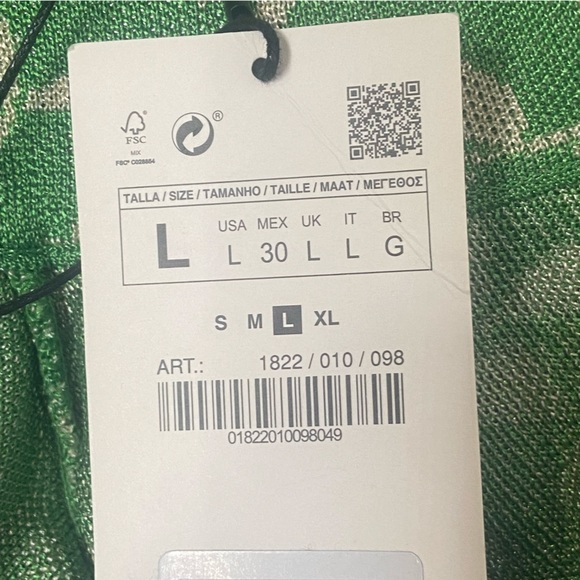 NWT Zara Green Floral Jacquard Dress Sz L - Picture 16 of 16